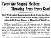 "Tyees are Snappy Fielders: Throwing Arms Pretty Good"
