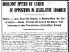 "Brilliant Speech by Leader of Opposition in Legislative Chamber"