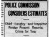 "Police Commission Considers Estimates"
