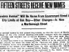 "Fifteen Streets Receive New Names"